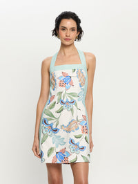 Azure Floral Halter Mini Dress