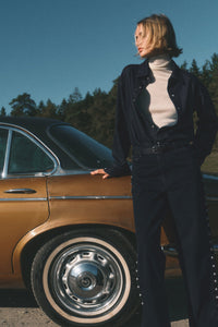 Chic Studded-Side Utility Denim Pants