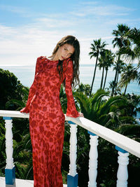 Romantic Red Rose Statement Maxi Dress