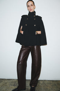 Black Double-Breasted Cape Coat