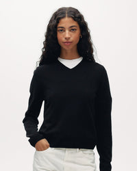 Classic Black V-Neck Knit Sweater