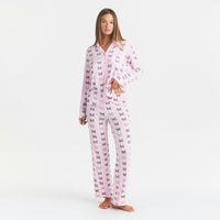 Pink Butterfly Print Long-Sleeve Pajama Set