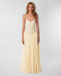 Ethereal Lace Corset Halter Maxi Dress