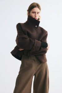 Brown Blend Cropped Coat