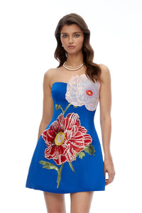 Romantic Poppy Embroidered Appliqué Mini Dress