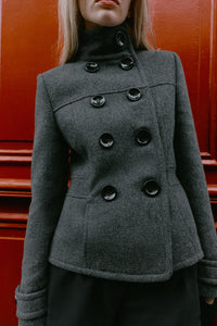 Double-Breasted High-Neck Jacket