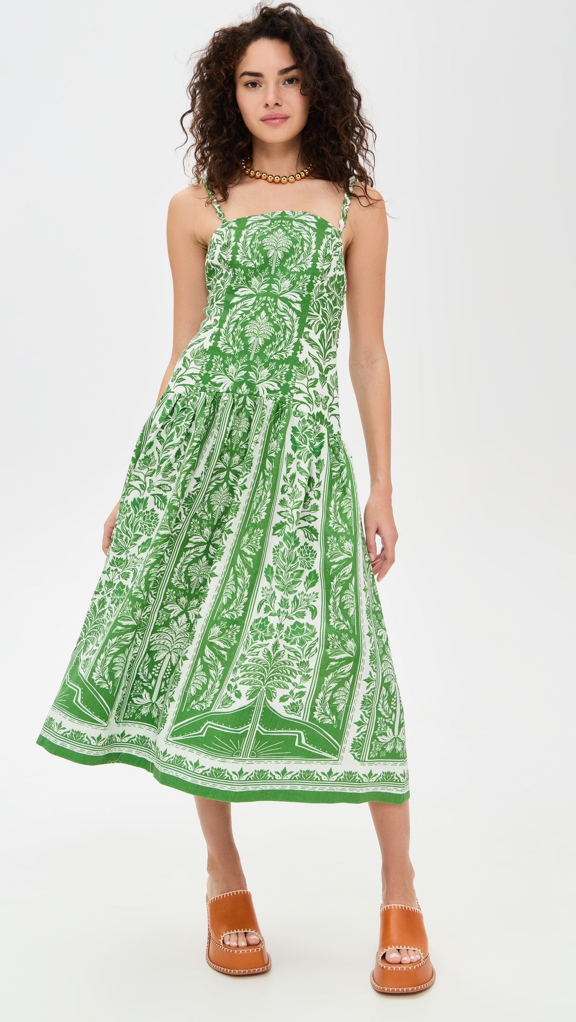 Tropical Foliage Artisan Midi Dress